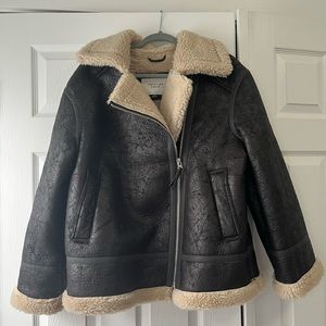 NWT American Eagle Oversized Vegan Shearing Moto Jacket Women’s Large